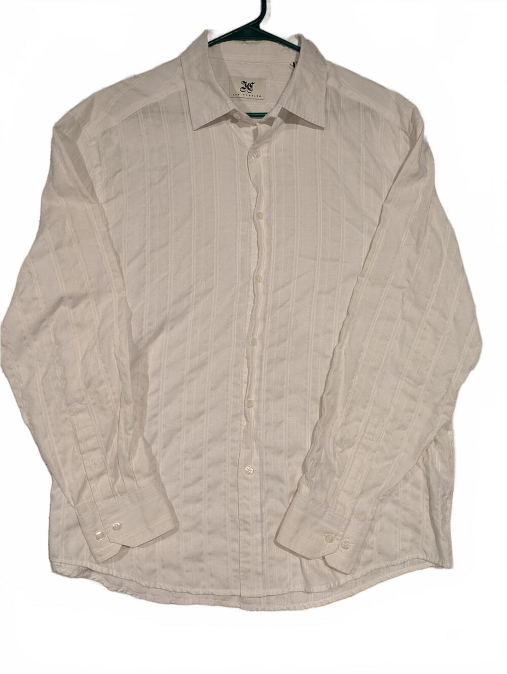 JC Los Angeles White Striped Button Up Long Sleeve Casual Shirt Mens XL
